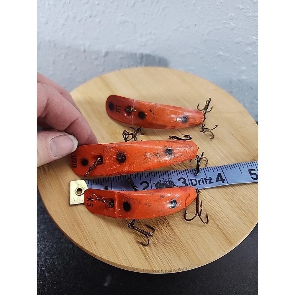 Helins Flat Fish U20 LU X5 Crankbait Orange & Black Vintage - Fishing Tackle 3